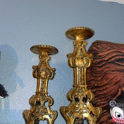 Vintage Sconce Candle Holders Gold Antique Goth Victorian Looking