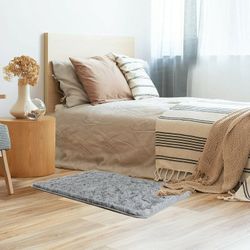 2x4 ft Fluffy LIGHT GRAY Soft Area Rug for Bedroom