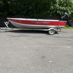 16’ Lund With 25 HP Mercury Outboard & Trailer