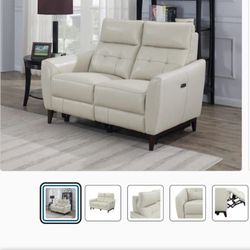 🛋Genuine Leather 2-Seater Sofa with Power Recliners – Excellent Condition🛋👍👌