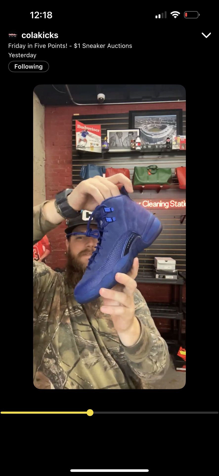 Jordan 12 Royal All Blue Size 4.5 Y Wit Box