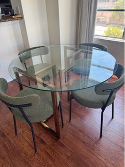 CB2 Glass Dining Chair + Molly Boucle Dining Chair