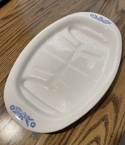 Vintage Corning Ware Blue Cornflower Meat Steak Serving Platter 16.5" x10.25"