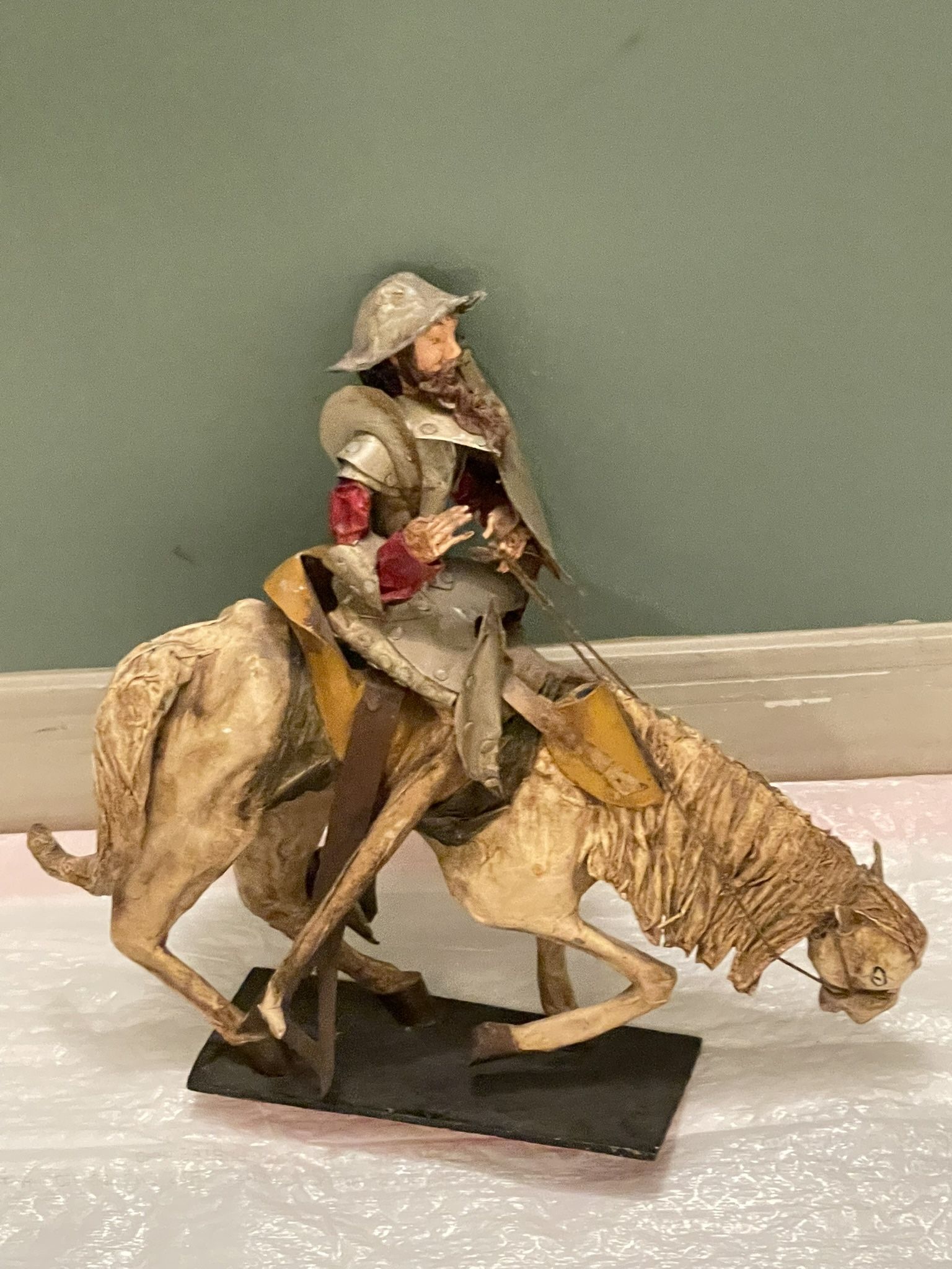 Hand-Made Paper Mache DON QUIXOTE (14"H x 14"L) Lightweight Tabletop Figurine - posted price is firm.