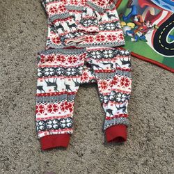 Christmas Reindeer Print Pajamas Set Size 2T