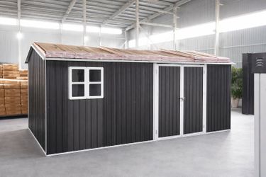 12x10 FT Outdoor Storage Shed Metal, Large Garden Tool Sheds Outdoor with Lockable Doors, Waterproof Steel Utility Storage Building, Heavy Duty Equipm