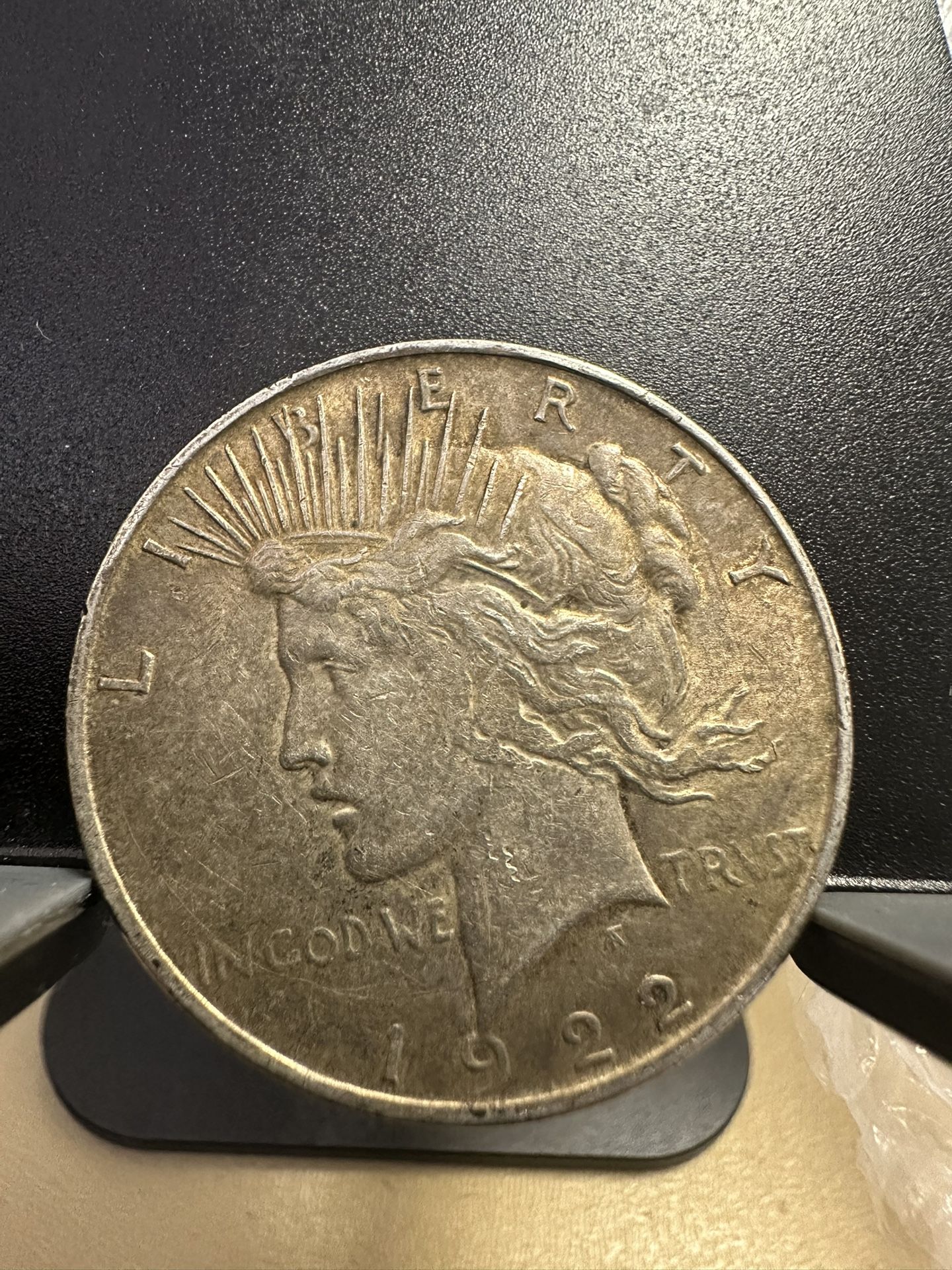 Toned 1922 D Peace Dollar