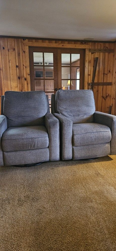 TWO ROCKER SWIVEL RECLINERS