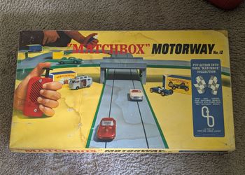 Vintage 1967 Matchbox Motorway No. 12 Race Track Set Box w/ Transformer Parts