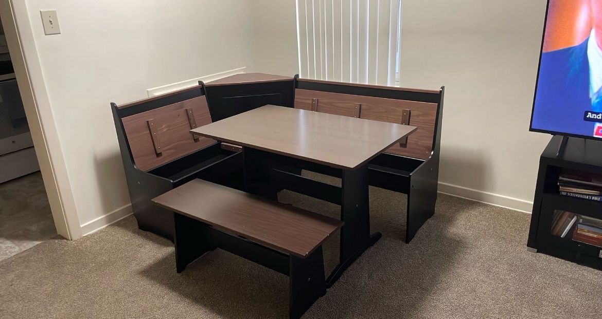 Black/Pecan Breakfast Nook With ($75) Cushions Included, for free
