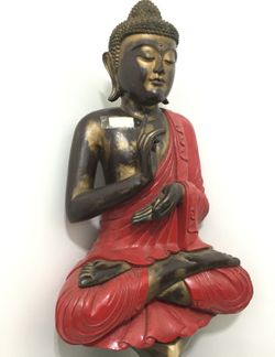 Hand-Carved Wooden Buddha Statue – 43” Tall – Solid Wood – Indonesia Escultura Buda tallada a mano
