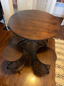High top table with bar stools