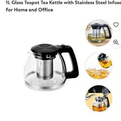 1L Glass Tea/Coffee Kettle with Stainless Steel Infusion