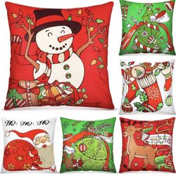 6 Pcs Christmas Pillow Covers Cushion Covers Decoration Christmas Pillow Cover Holiday Decor Throw Pillow Case for Sofa Couch Christmas Office Bedroom