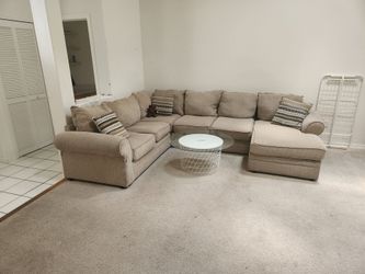 Sectional Sofa with Chaise + Coffee Table