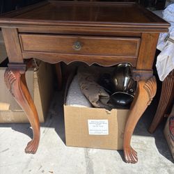 Wood Table With Drawer