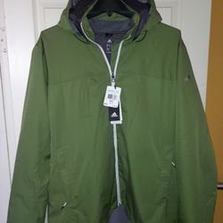 *"ADiDAS" / WanderTag J SoL / 'Clima-ProoF' / WindBreaker-Rain / Jacket wHooD / "Water-ProoF" / Men'z / Split-Pea Green / Size = 2XL / (NEW) !"*