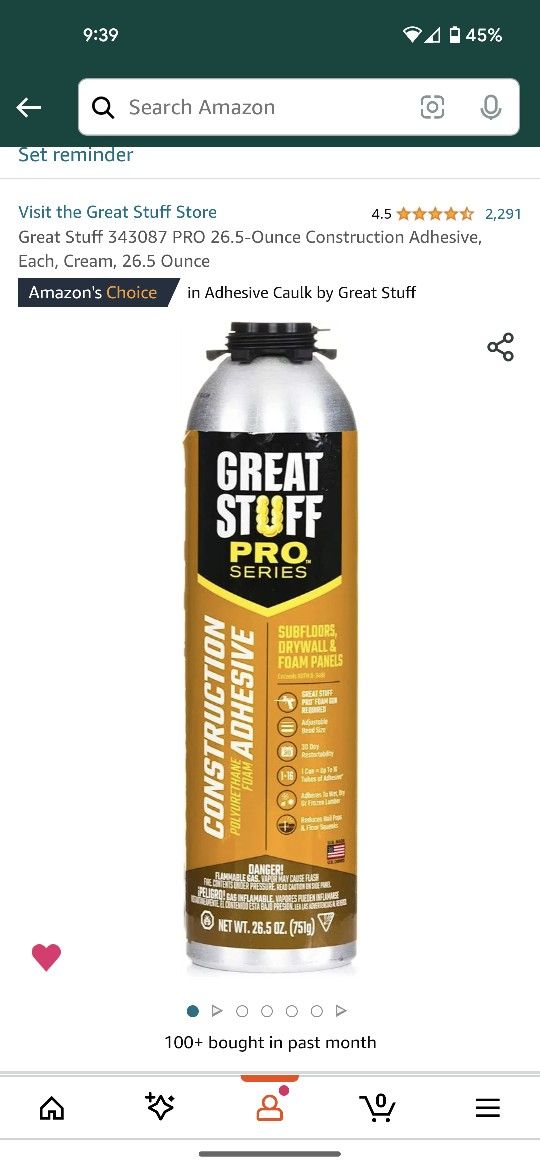 Great Stuff Pro Construction Adhesive