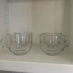 4 Glass Coffee/Tea Mugs 