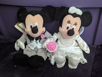 Disney Bride And Groom Minnie And Mickey Bean Bag Plush