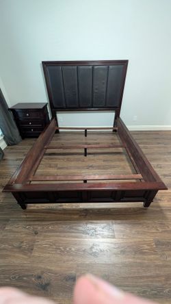 Queen bed frame and matching nightstand