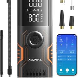 Tire Inflator Portable Air Compressor - Smart APP Control Bike Pump, All-in-One Storage Air Pump for Car Tires, 150PSI Tire Pump with Digital Gauge, C