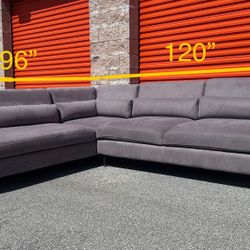 GRAY UPHOLSTERED SECTIONAL SOFA WITH ADJUSTABLE BACKREST - delivery is negotiable