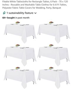 6 New White Tablecloths 