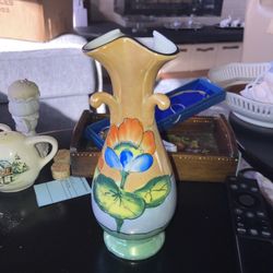 Lustreware 3 Handled Vase Hand Painted v