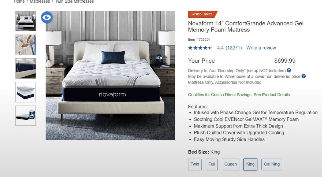 NEW Novaform 14 ComfortGrande Advanced Gel Memory Foam Mattress