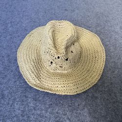 Wide Brim Straw Hat With Ventilated Crown And Natural Woven Texture
