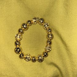 18K GOLD PLATED BEAD BRACELET, STRETCHABLE