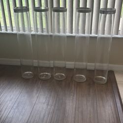 Glass Cylinder Centerpieces Vases –  (Set of 5)