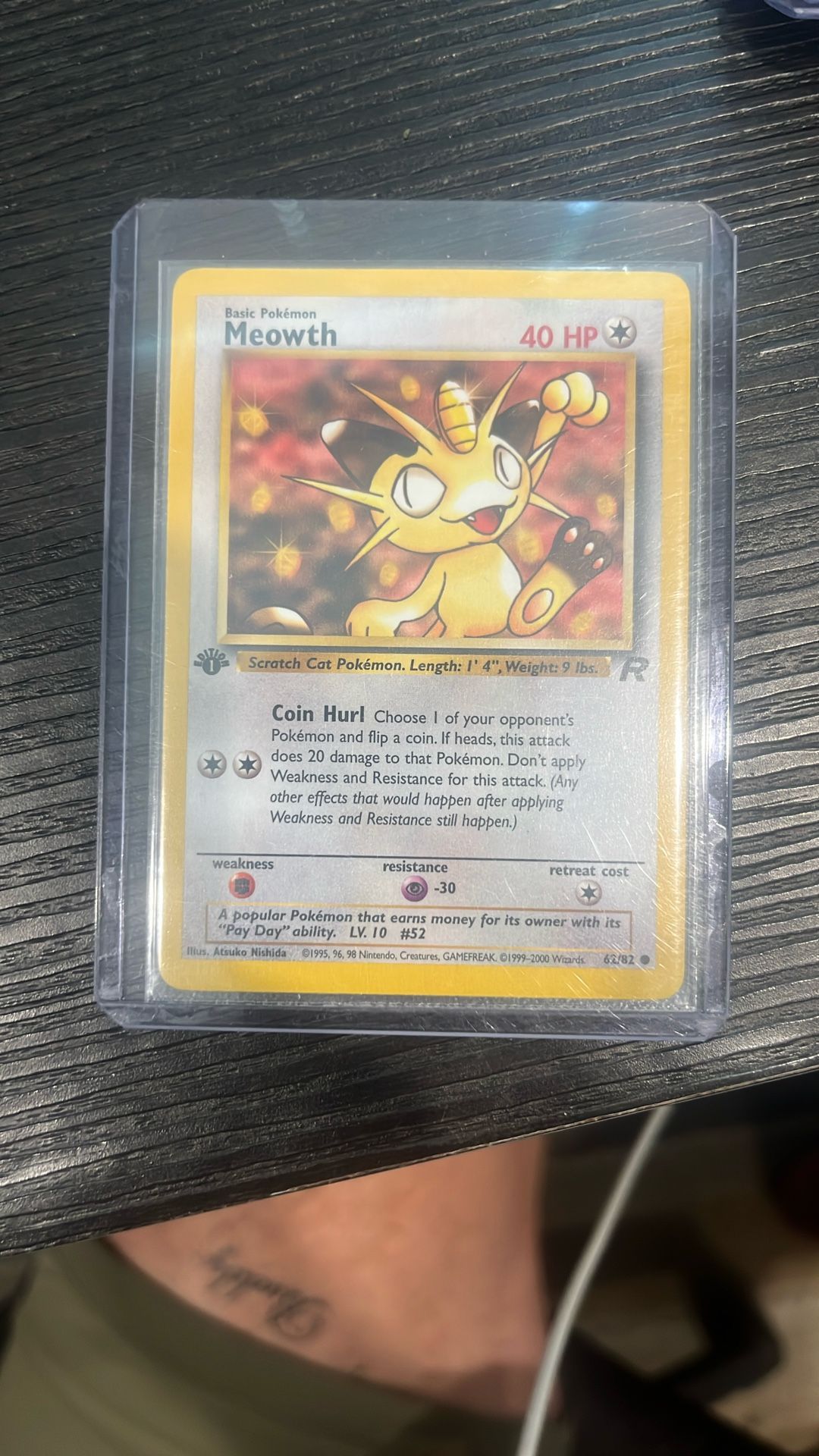 1st Edition Team Rocket Meowth Card
