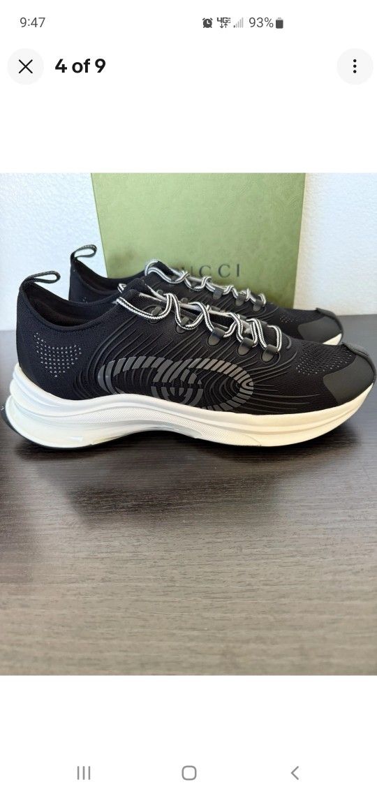 Men's Authentic Gucchi GG Run Sneaker Blk Size 14 US