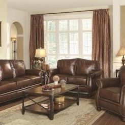 Brand New 100% Real Brown Leather Sofa and Love Seat
