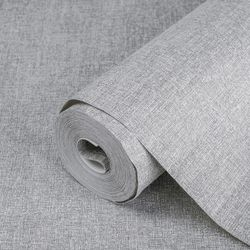 Stylish Fabric Textured Wallpaper, Light Gray Modern Linen Style Abstract Minimalist Non-Pasted Wall Paper, Wallcovering