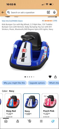 ELEMARA Kids Electric Bumper Car Navy