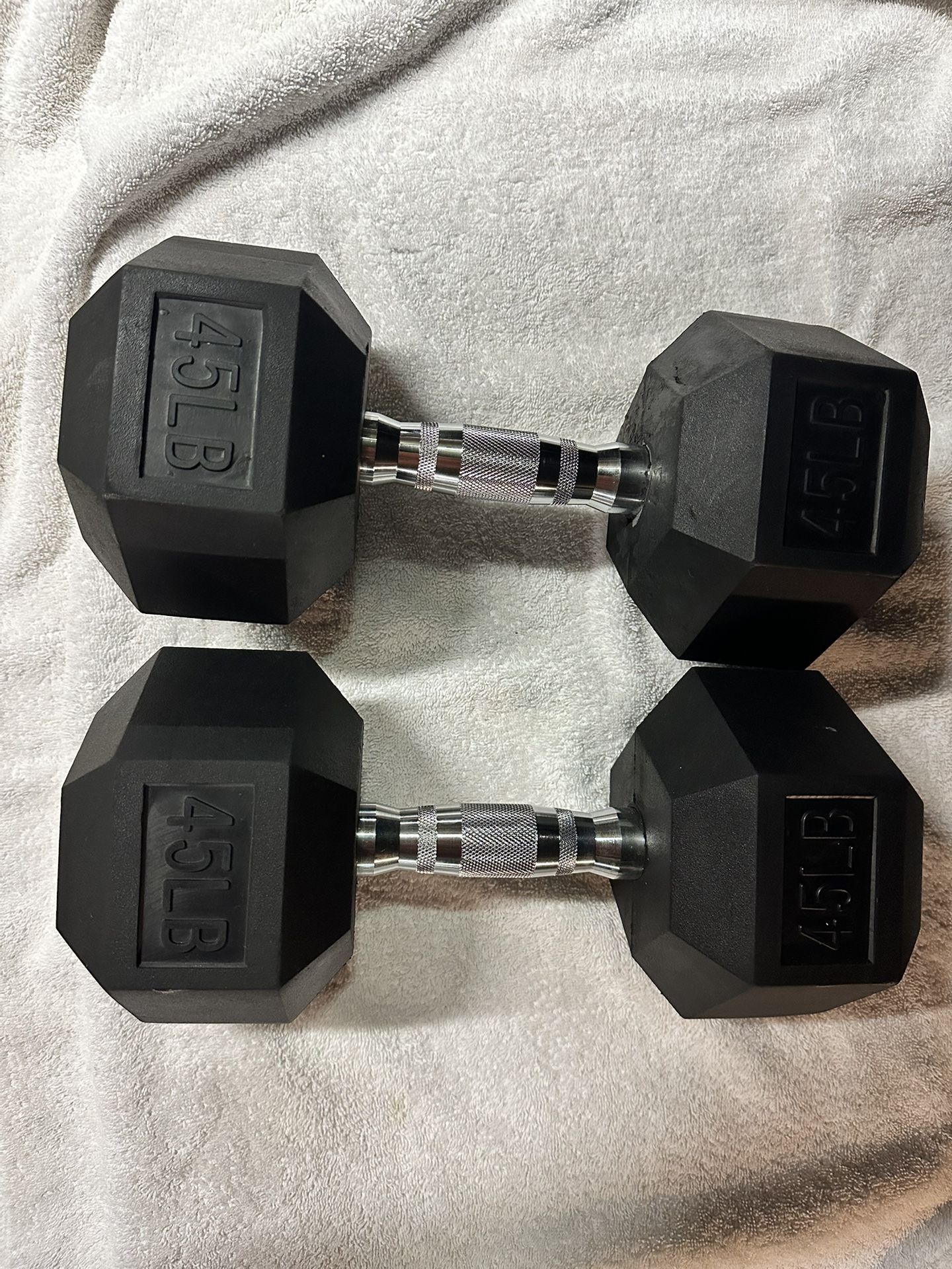 Two 45 lb Dumbbells, Gently Used