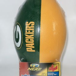 1998 Nerf Green Bay Packers Football w/ Kicking Tee NFL Hasbro SEALED