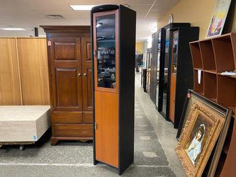 IKEA Black & Brown Lighted Right Opening Storage Cabinet