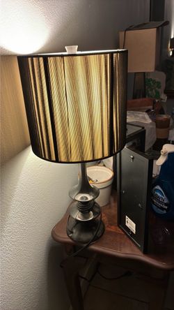 Table Lamp with Black Striped Shade