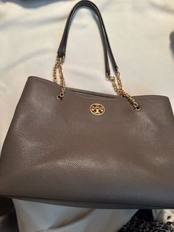 Tory Burch grey leather chain shoulder purse