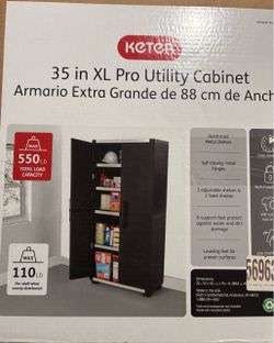 Keter Premium One 35-in W x 74-in H x 18.5-in D Freestanding Plastic Garage Cabinet in Black