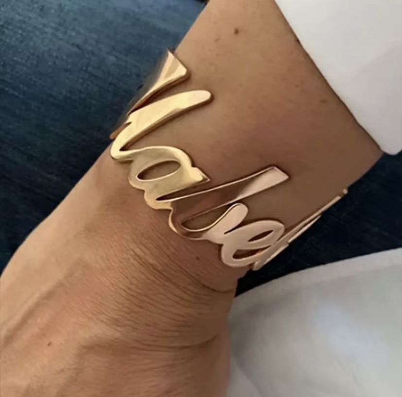 Stunning Custom Name Cuff Gold Plated Stainless Steele Bangle