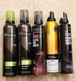 Assorted Black and Gold Styling Mousses - Tresemmé, L'Oréal, Pantene Bundle Of 5