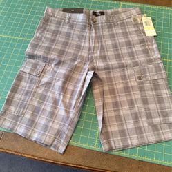 Calvin Klein Gray Plaid Cargo Shorts Mens 30