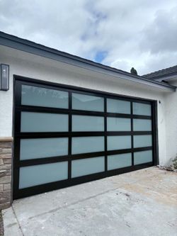 Modern Black Aluminum Glass Panel Garage Door
