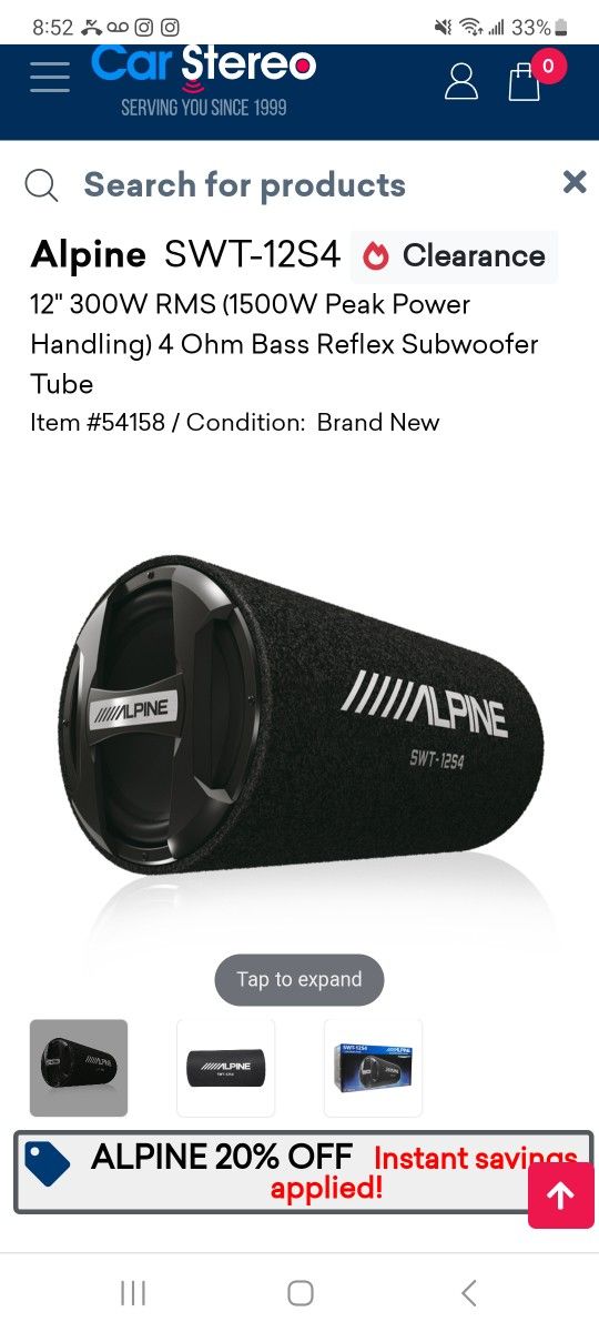 Alpine Original, Woofer 12" Cylinder