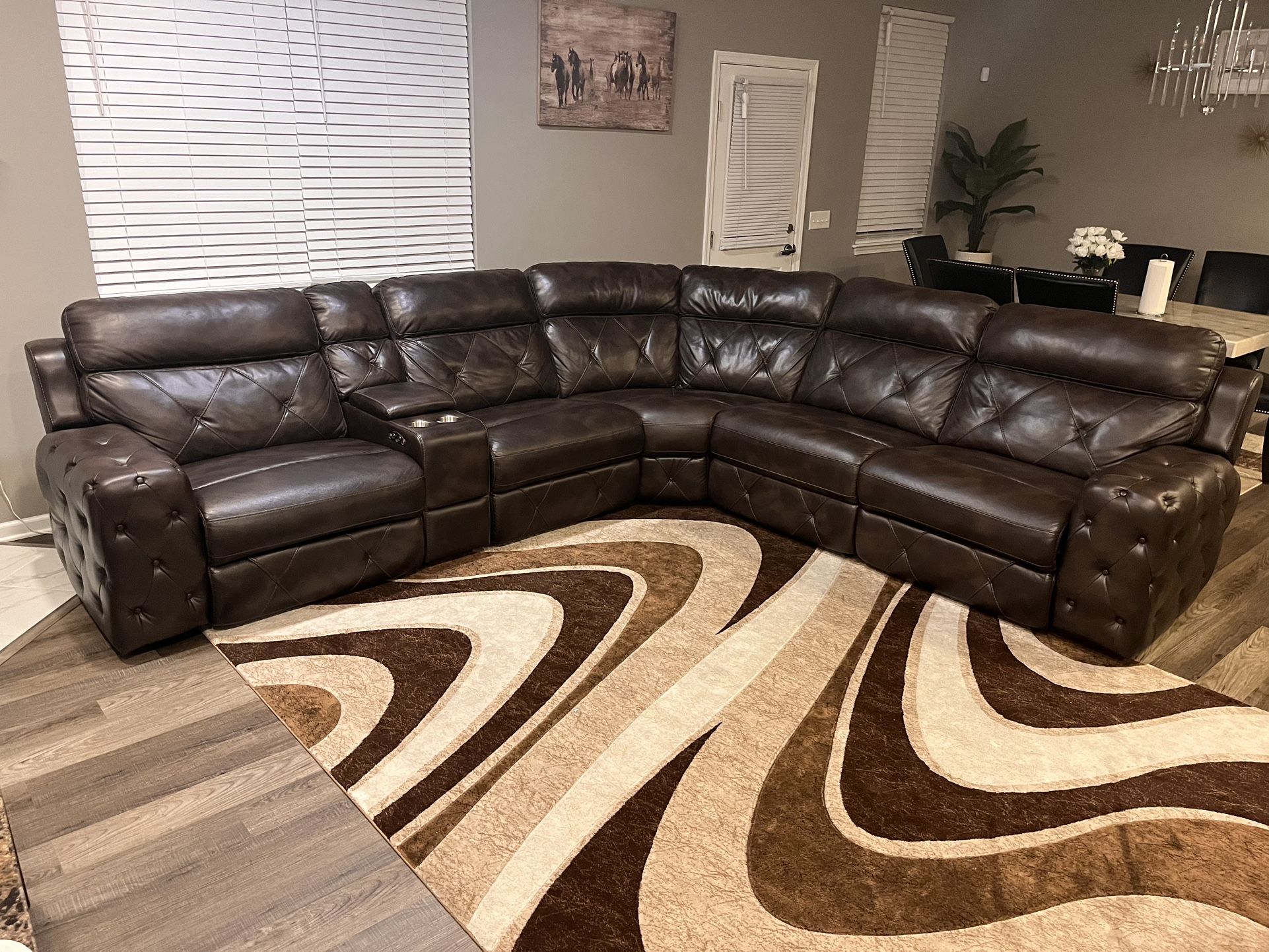 Genuine Leather 5 Seat Sectional Couch Sofa